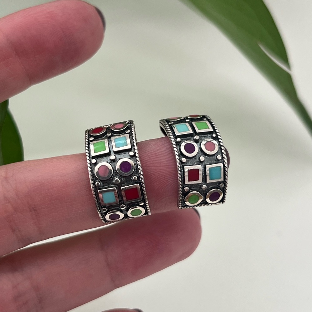 NEW Sterling Silver Colourful Stud Earrings, 925